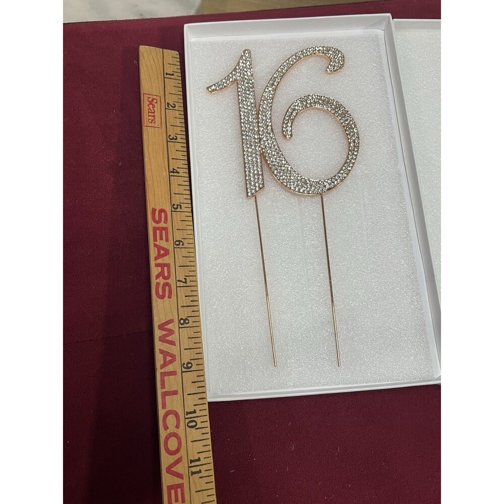 cake topper sweet 16 Gold Color With Shining Bedazzled numbers 9 1/2” - Picture 2 of 4